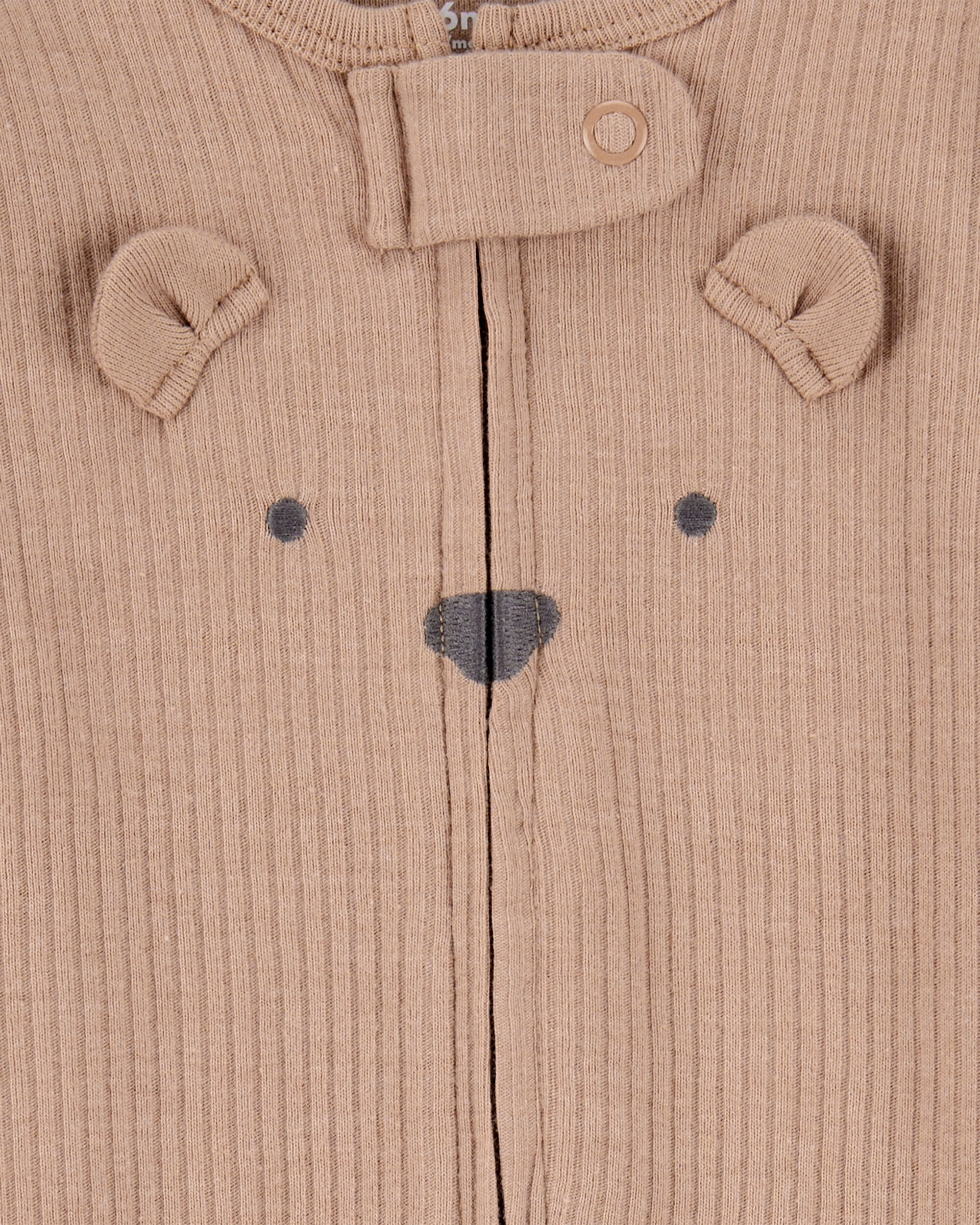 Baby Bear 2-Way Zip Ribbed Sleep & Play Pajamas - Brown