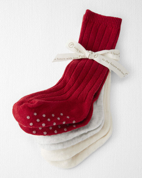 Product image 2 of Baby Girl 3-Pack Knee-High No-Slip Socks Made with Organic Cotton
