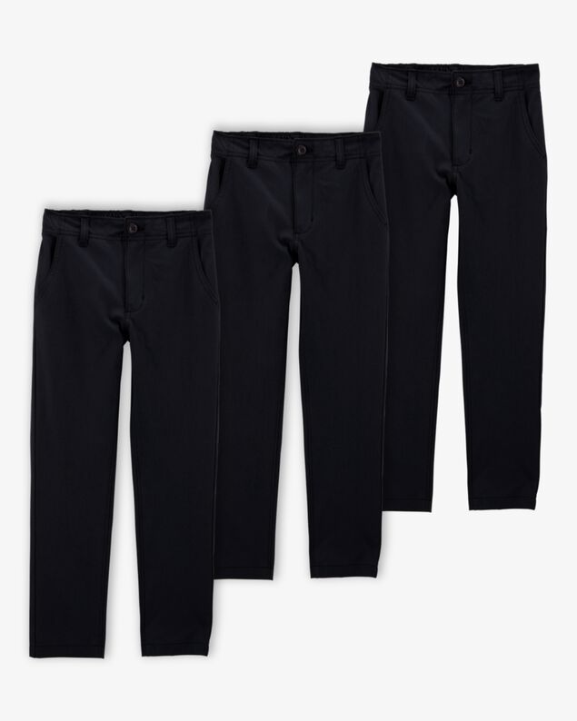 Product image 1 of Kid 3-Pack Active Pull-On Uniform Pants - Black