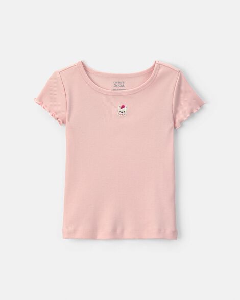 toddler girl dog rib top - pink