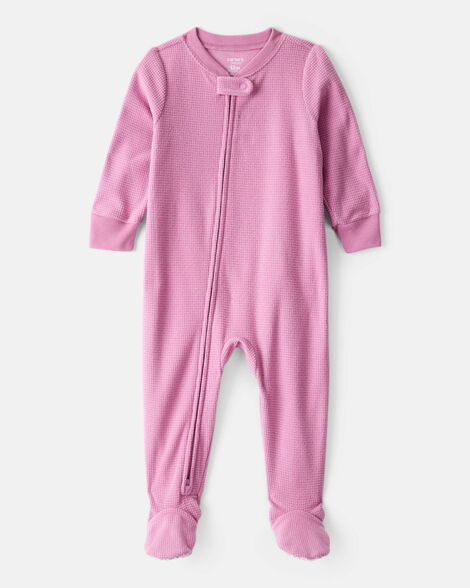 toddler girl fleece long-sleeve loose fit 1-piece pajamas - pink