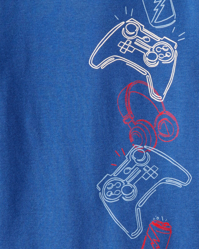Product image 2 of Boys Gaming Print 100% Cotton Long-Sleeve 4-Piece Pajamas - Blue