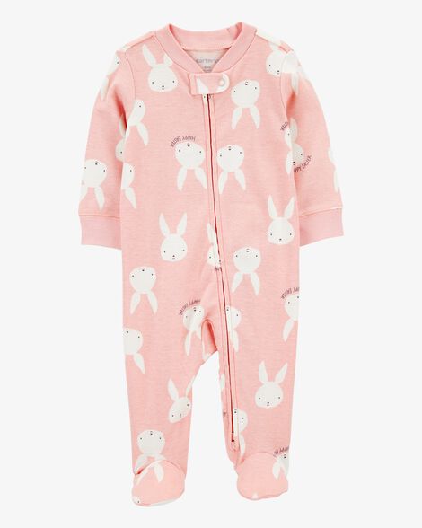  Product image 1 of Baby Bunny 2-Way Zip Cotton Sleep & Play Pajamas - Pink