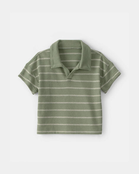 Baby Boy Striped Uniform Polo Shirt - Olive