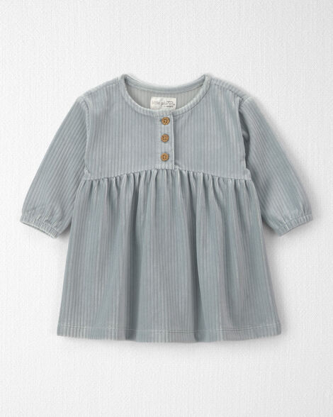 Baby Girl Recycled Ribbed Velour Dress
