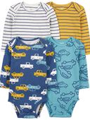 Multi - Baby 4-Piece Long-Sleeve Bodysuits, Selected