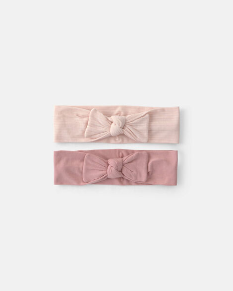 baby girl 2-pack bow purelysoft™ headwraps - pink