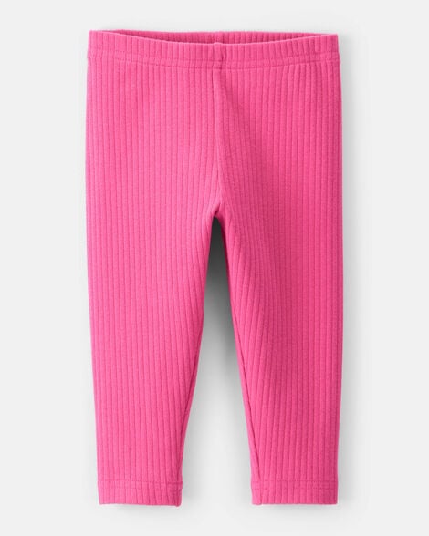 baby girl cotton solid stretch leggings - pink