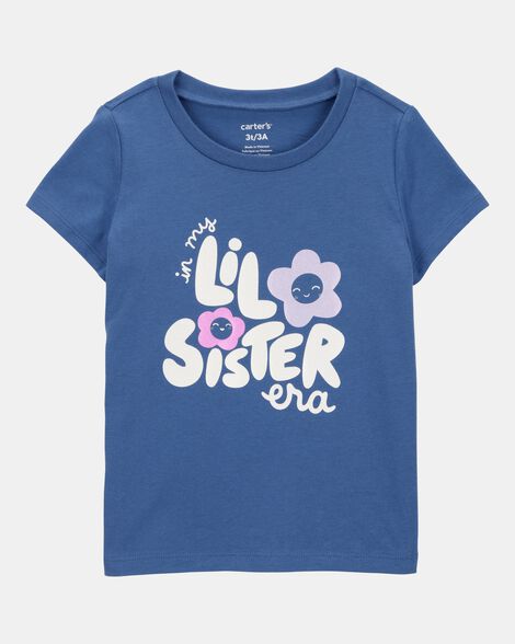 toddler girl lil' sister short-sleeve graphic tee - blue