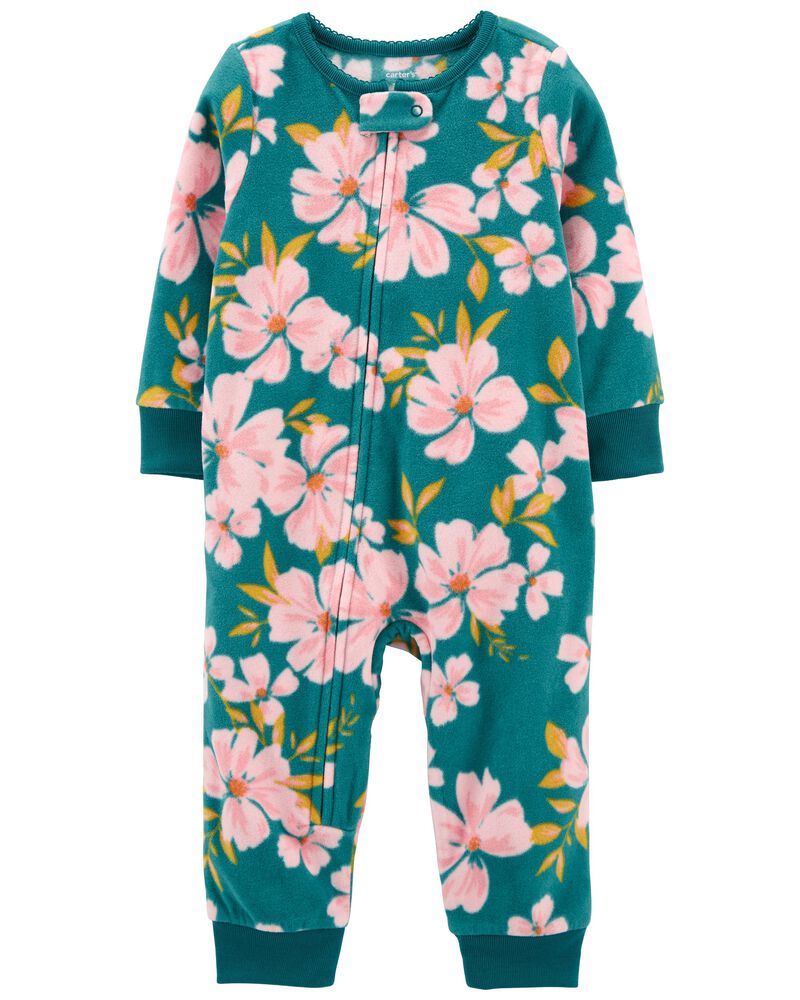 1-Piece Floral Fleece Footless PJs