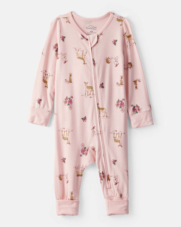 Product image 1 of Baby Girl Deer & Floral Print PurelySoft Sleep & Play - Pink