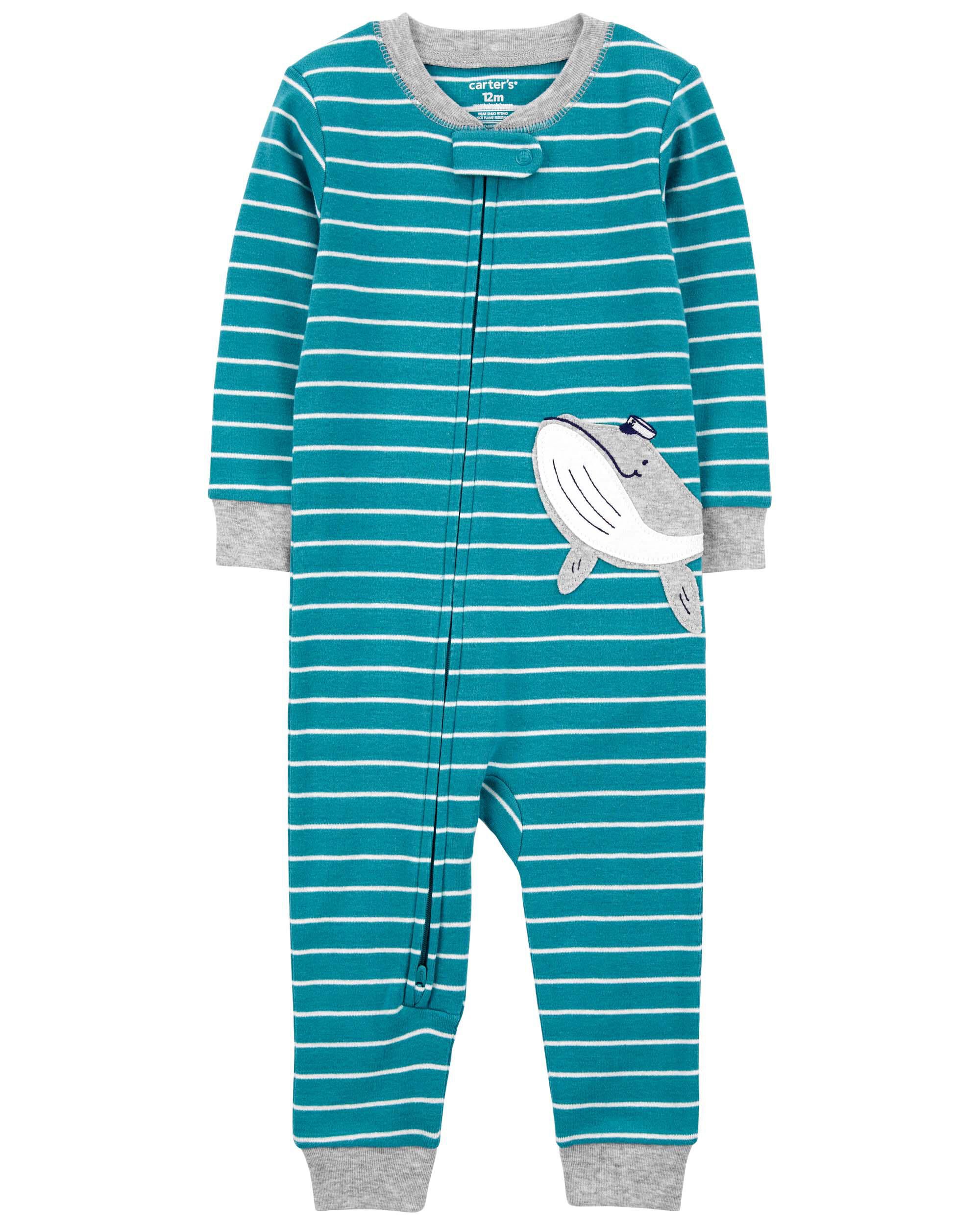 Toddler 1 Piece Striped Whale 100 Snug Fit Cotton Footless Pajamas Carter s Carter s