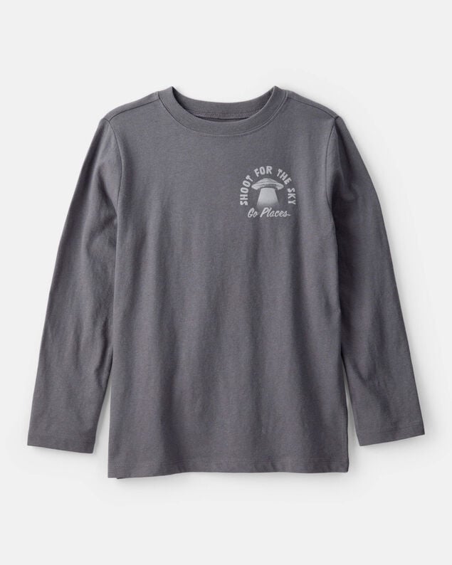 Product image 1 of Boys Shoot For The Sky Long-Sleeve Graphic Tee - Grey