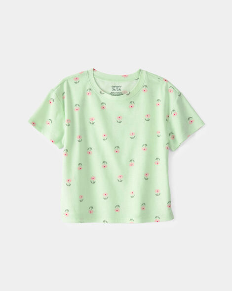 toddler girl floral relaxed top - green