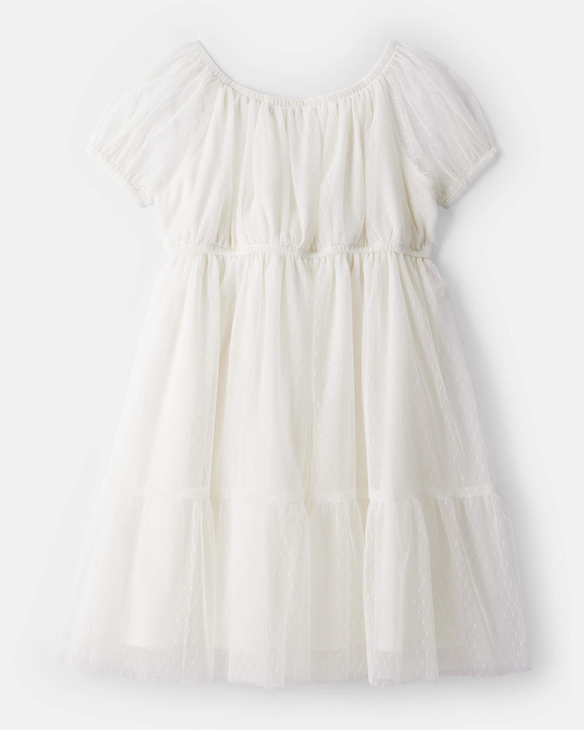 Girls Short-Sleeve Tulle Dress - White - OshKosh B'gosh