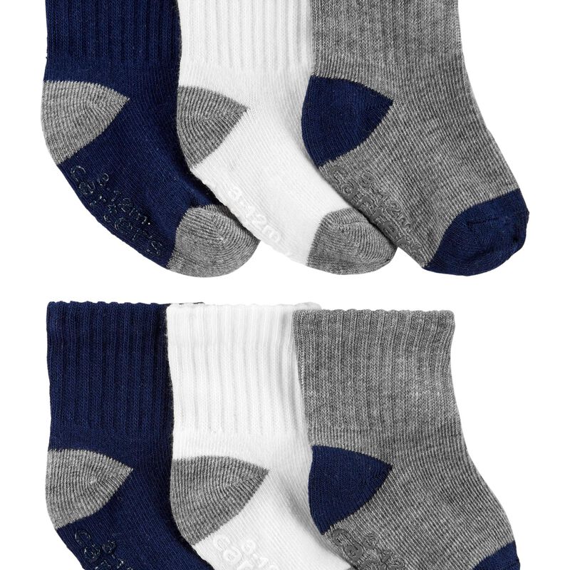 Navy/Grey Baby 6-Pack Crew Socks | carters.com