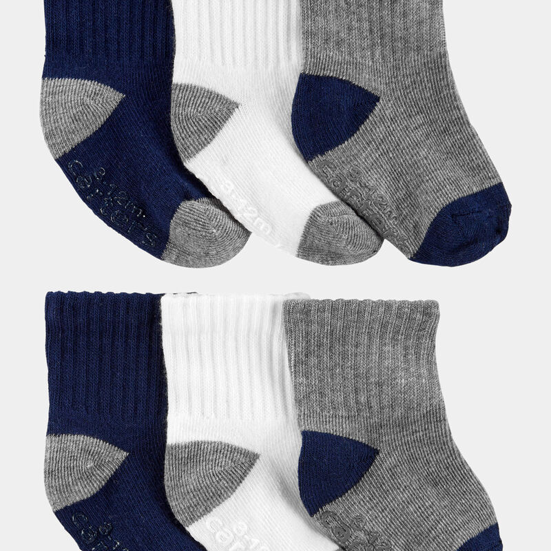 Navy/Grey Baby 6Pack Crew Socks