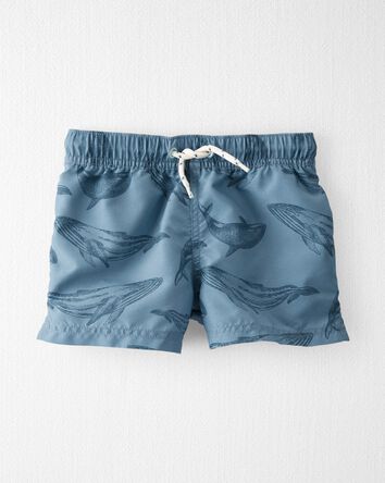 Toddler Whale Print Recycled Swim Trunks