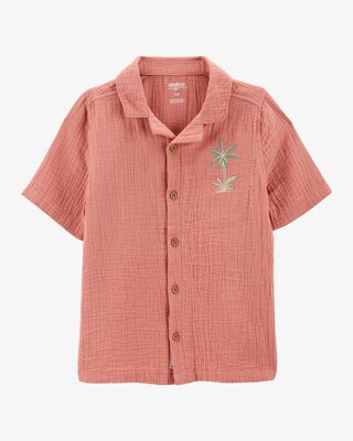 Product image 1 of Kid Palm Tree Print Button-Front Shirt - Red