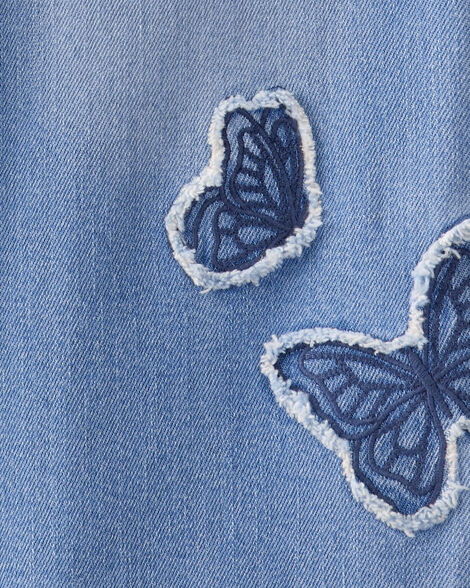 Product image 4 of Kid Baggy Butterfly Embroidered Jeans - Breeze Wash