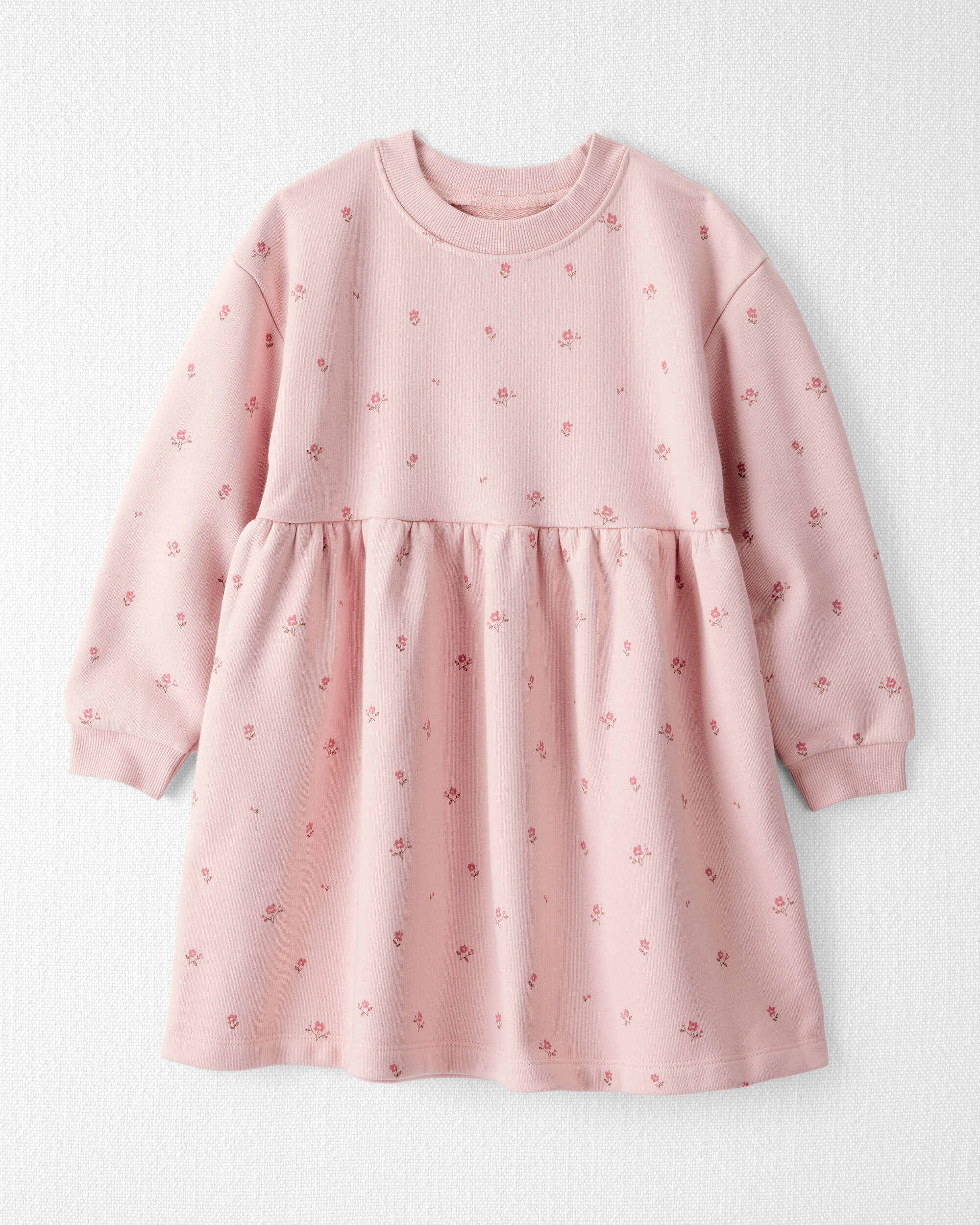 Little Planet Toddler Girls Girl French Terry Dress Made With Organic Cotton In Blush Petals Print Toddler Size 2T Blush Petals 16$
