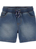 Navy - Toddler Pull-On Denim Shorts, Selected