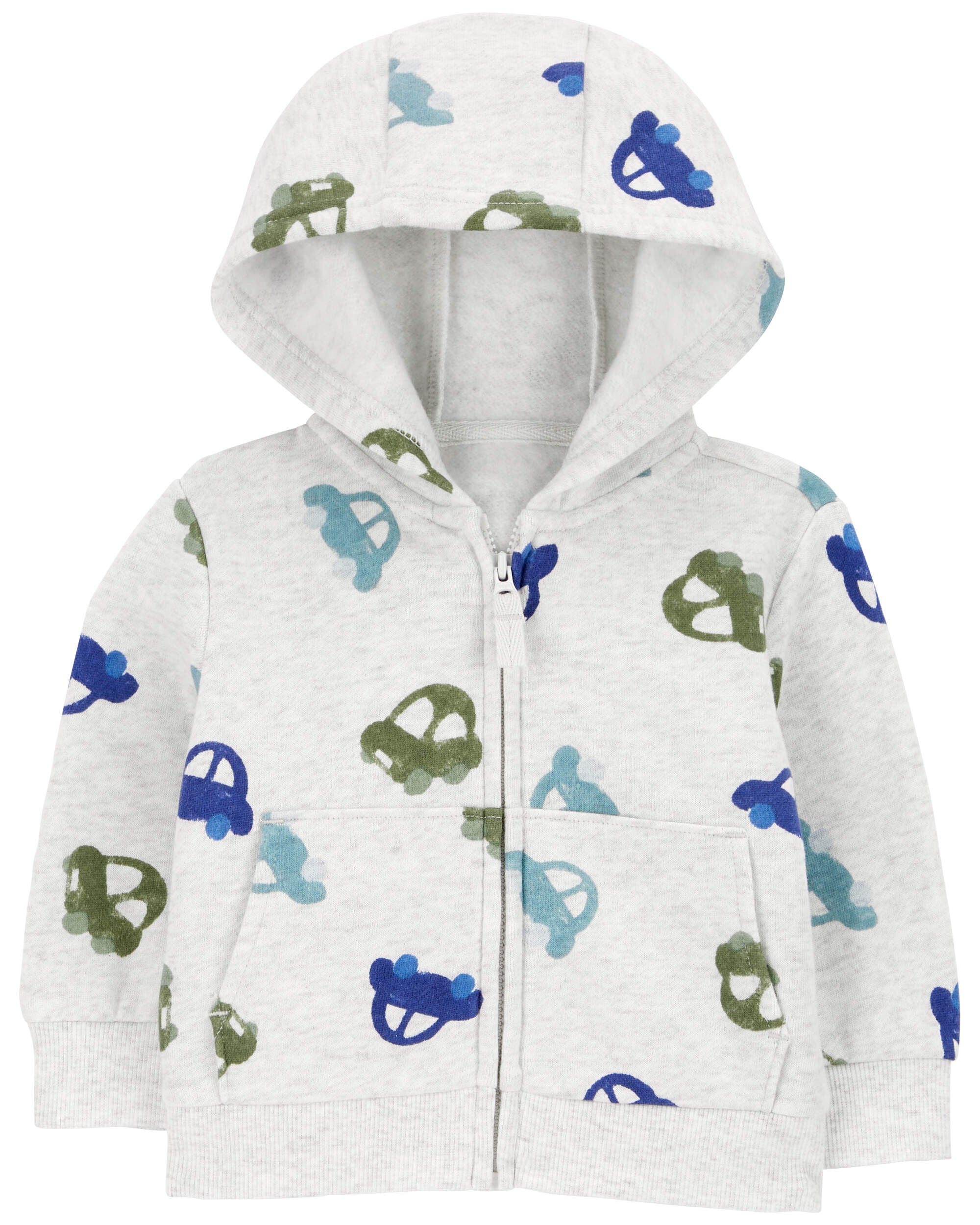 Baby Car Print Zip Up Fleece Hoodie