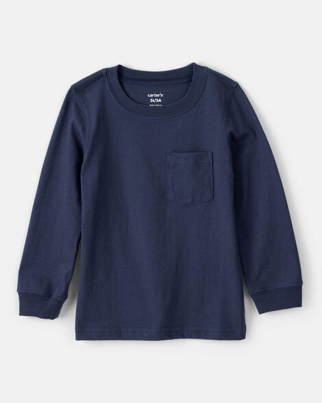 toddler boy long-sleeve pocket tee - navy