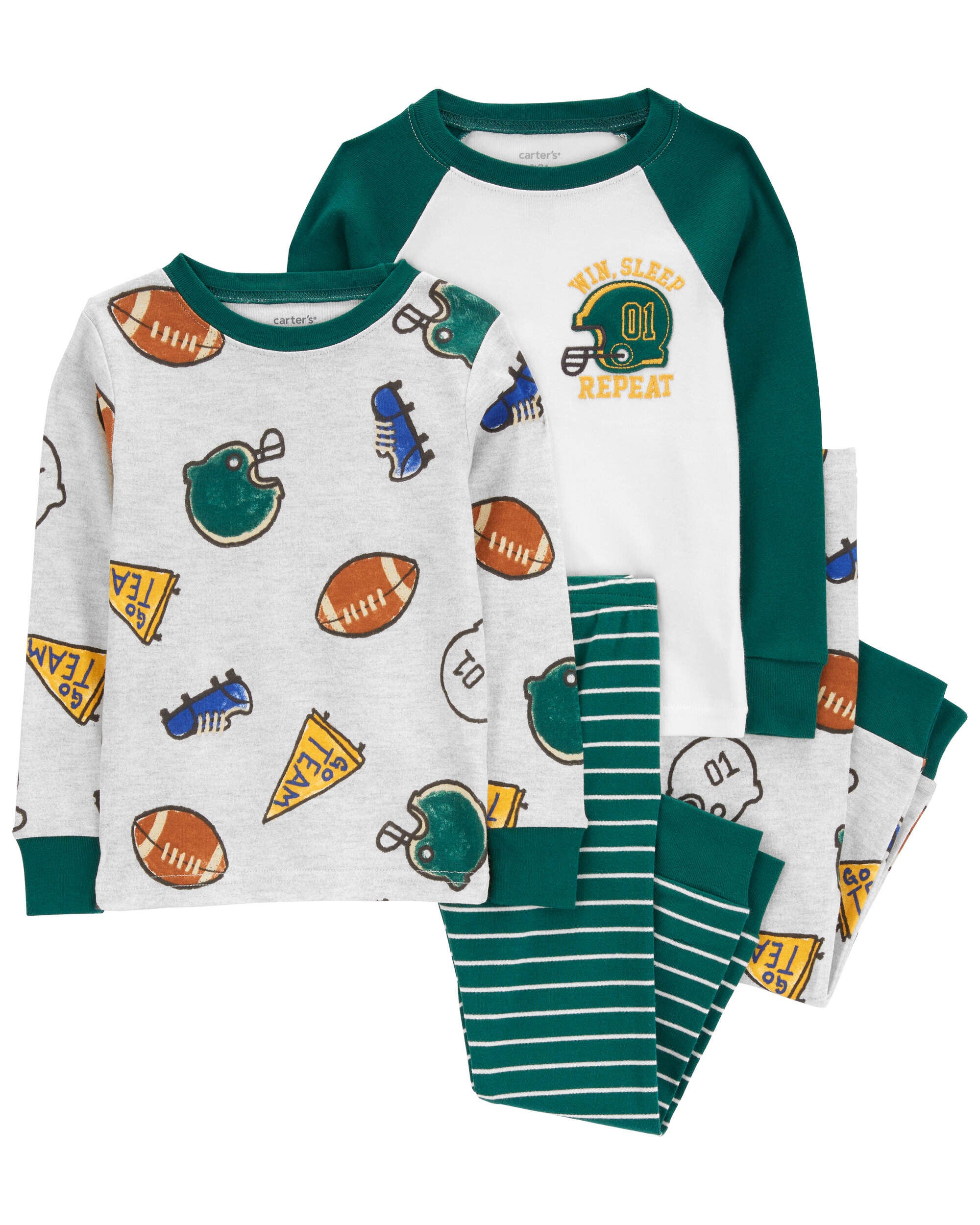 4 Piece Sports 100 Snug Fit Cotton Pajamas