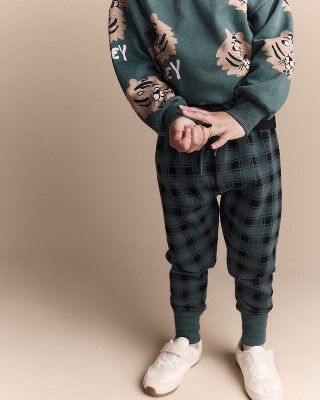Product image 2 of Toddler No-Seam Jogger Pant in Plaid - Green/Black