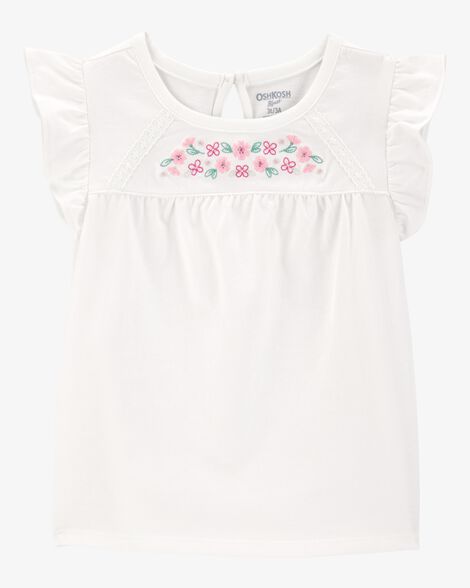  Product image 1 of Baby Flutter-Sleeves Floral Top - White