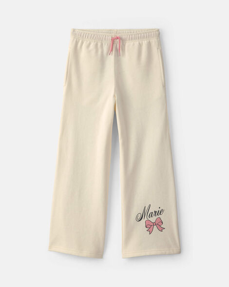 girls disney© marie fleece wide-leg pants - cream