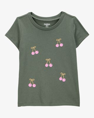 Product image 1 of Toddler Cherry Short-Sleeve Graphic Tee - Olive