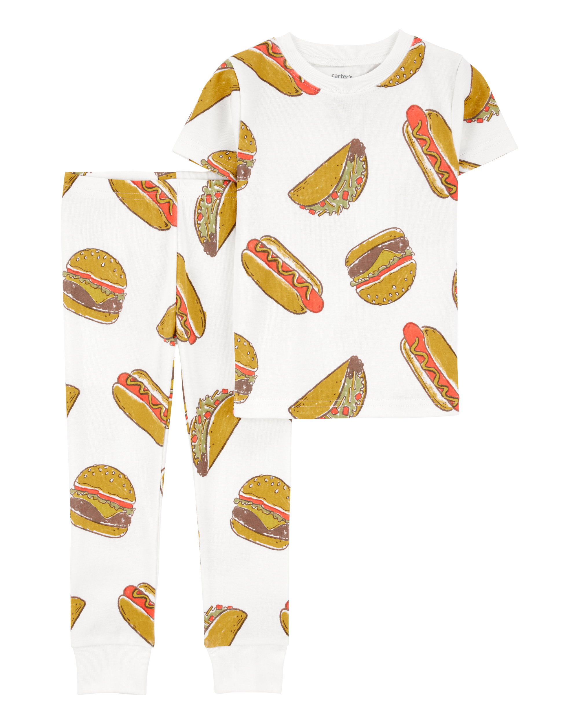 Toddler Boy 2-Piece Food Print 100% Snug Fit Cotton Pajamas - Ivory