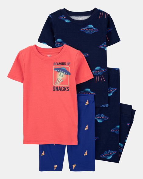 boys 4-piece space 100% snug fit cotton pajamas - red/navy