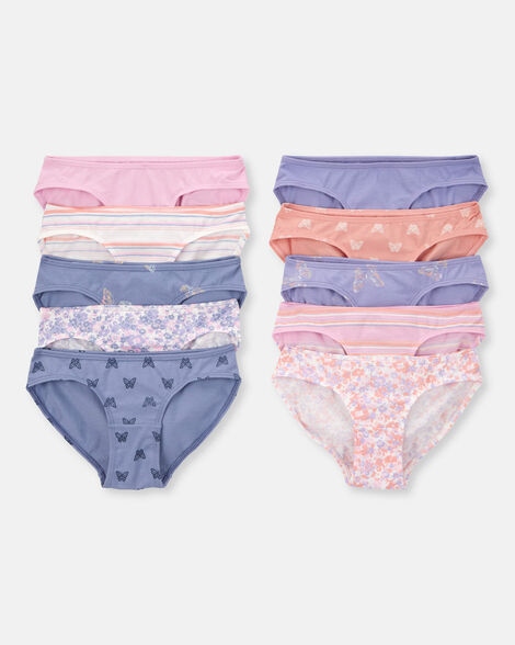 girls 10-pack butterfly floral bikini underwear