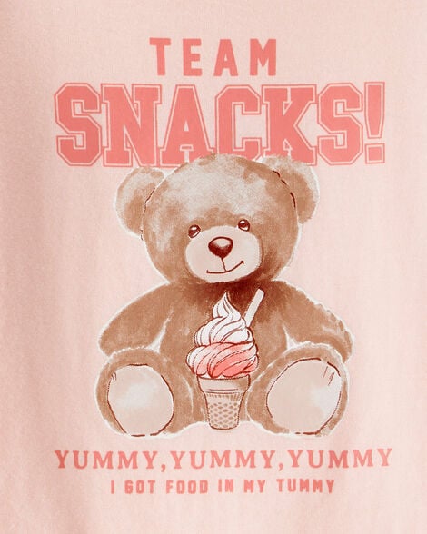 Toddler Girl Team Snacks Bear Long-Sleeve Graphic Tee - Pink
