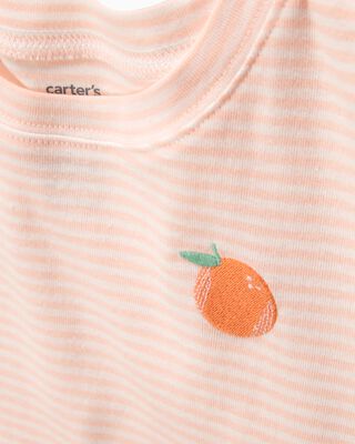 Product image 2 of Kid Orange Striped Snug Fit Cotton 4-Piece Pajamas