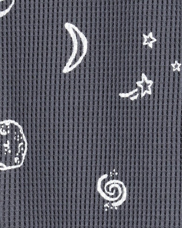 Product image 2 of Baby Boy Space Print 2-Way Zip Waffle Knit Sleep & Play - Grey