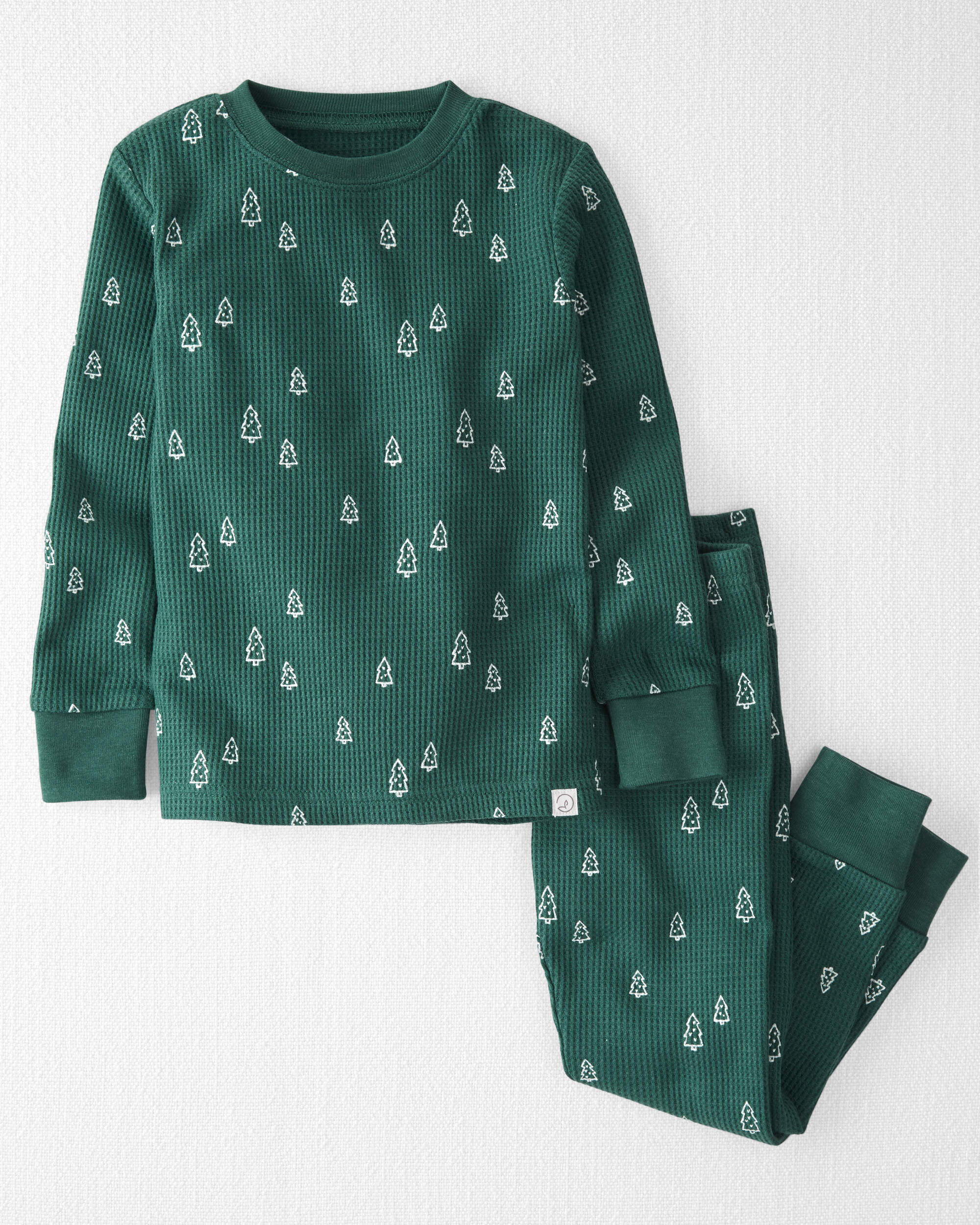 Little Planet Toddler Boys Christmas Tree Print Waffle Knit Pajamas Made With Organic Cotton Toddler Size 3T Green 13$