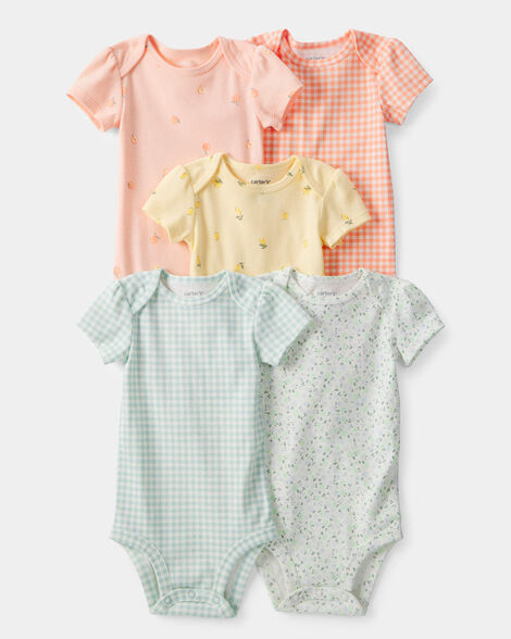 baby girl 5-pack fruit multipack bodysuits - orange/green/yellow