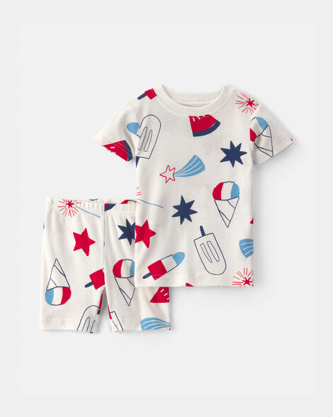 baby fourth of july popsicle 2-piece short-sleeve pajama set