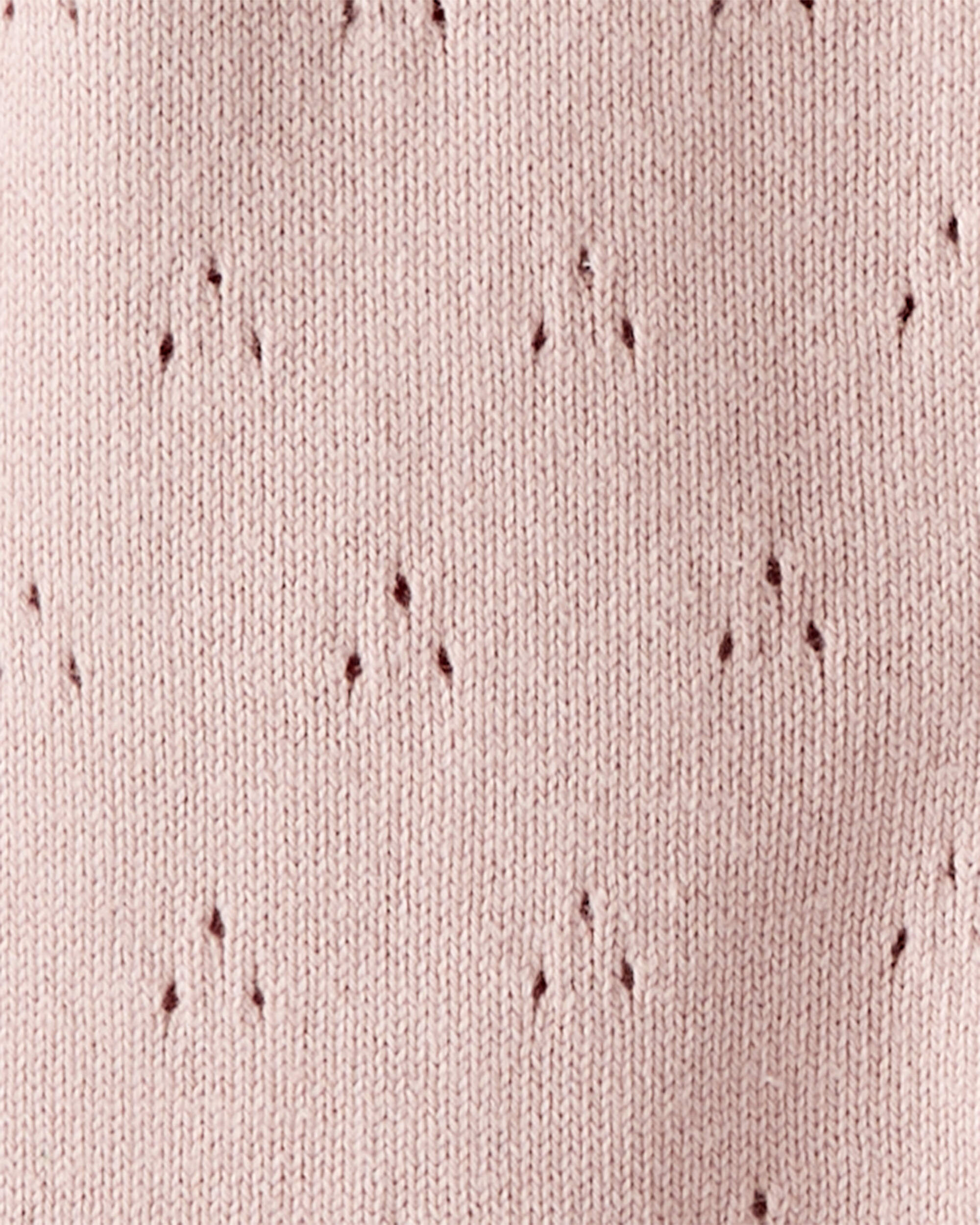 Baby Girl Organic Cotton Sweater Knit Pointelle Jumpsuit - Pink