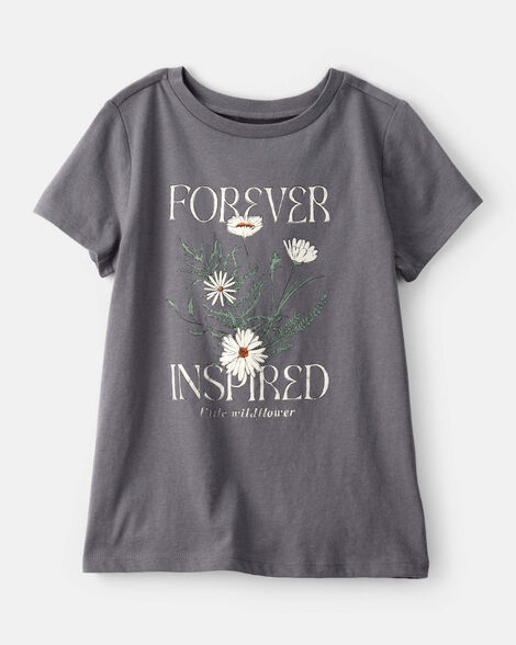 Girls Wildflower Short-Sleeve Graphic Tee - Grey