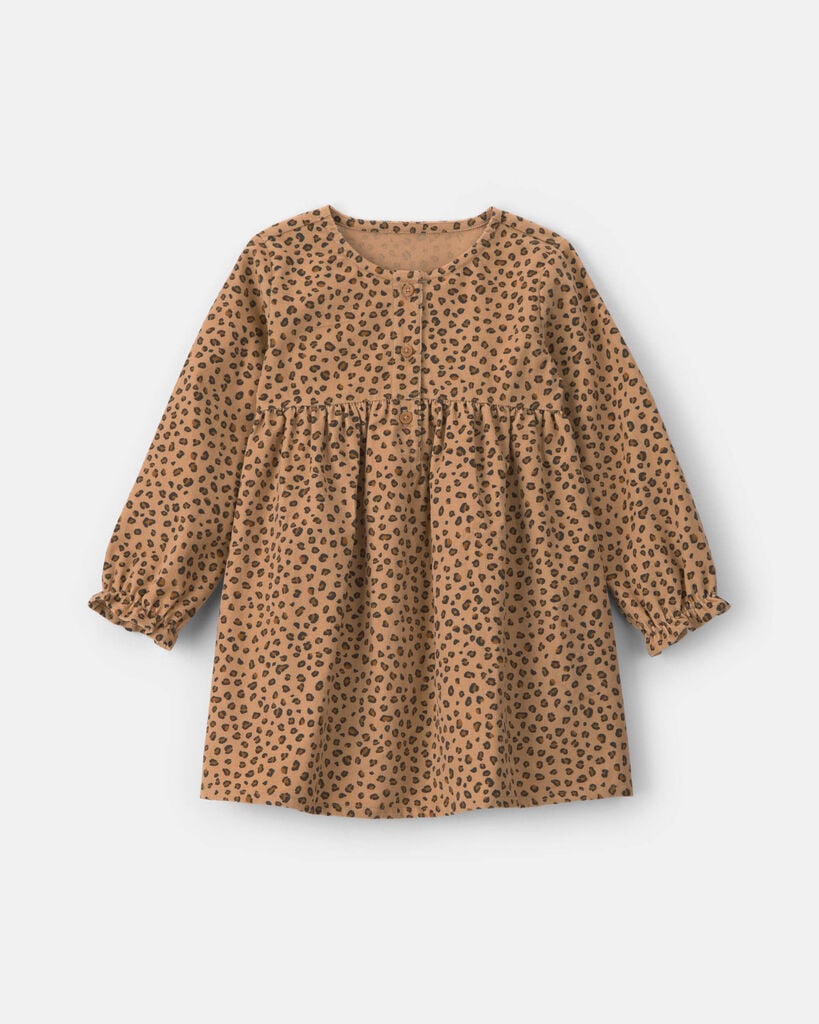 Carter's toddler girl leopard corduroy long-sleeve dress 2T Brown