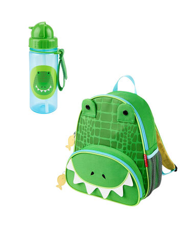 Little Kid 2-Piece Crocodile Backpack & Straw Bottle Set