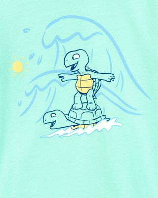 Product image 2 of Toddler Surfing Turtle Short-Sleeve Graphic Tee - Aqua