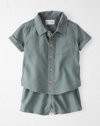 Baby 2-Piece Button-Front Shirt and Shorts Set Made with LENZING™ ECOVERO™ and Linen
