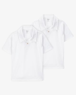 Product image 1 of Kid 2-Pack Active Uniform Polo Shirts in Moisture Wicking BeCool™ Fabric - White