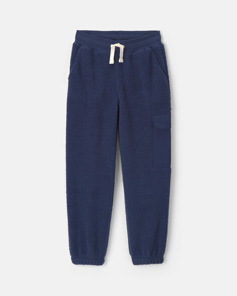 Boys Fleece Cargo Joggers - Navy Blue